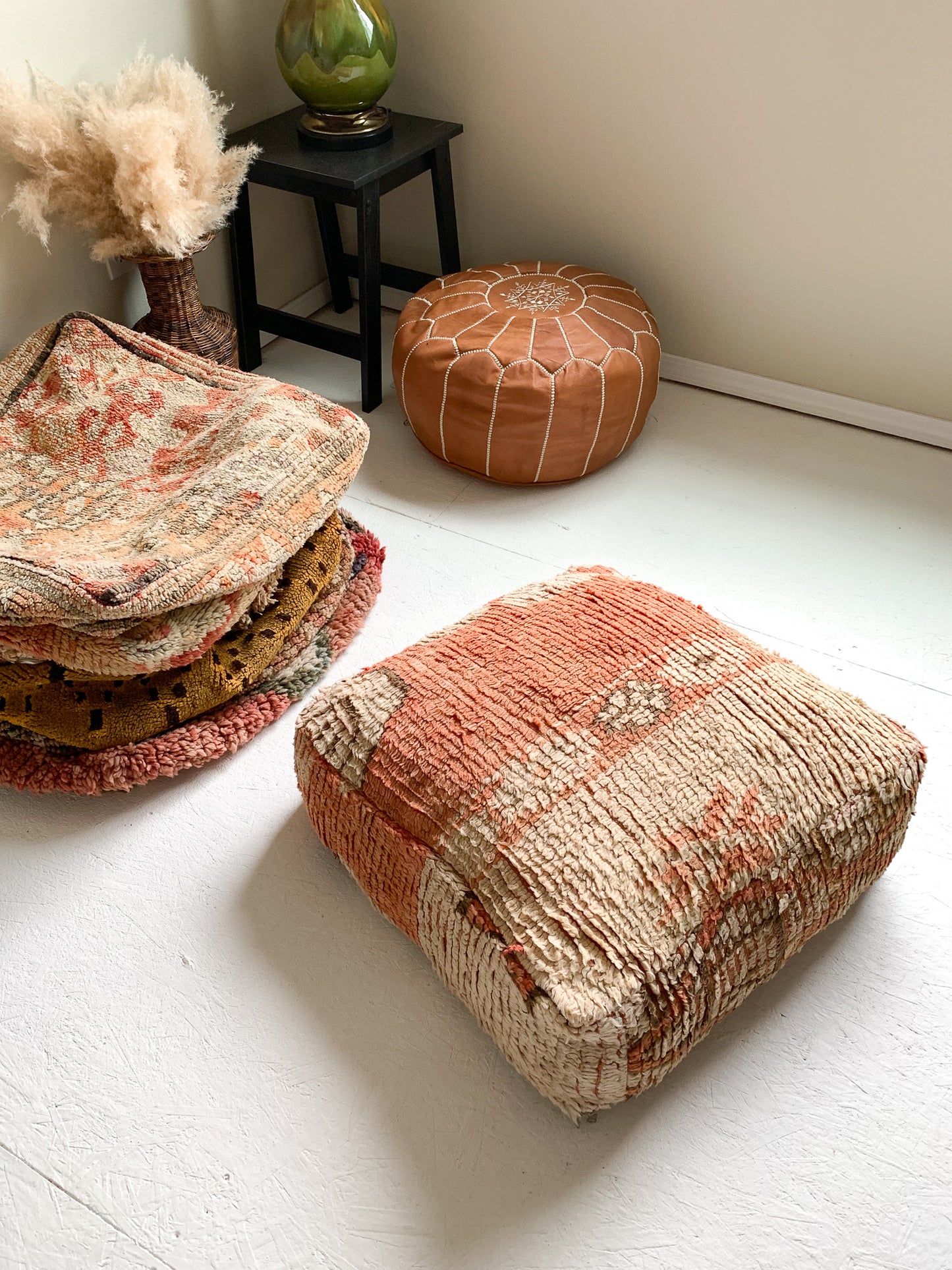 Moroccan Rug Floor Pouf #319