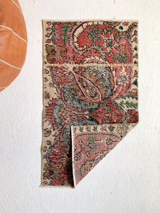 Reserved for Sarah - No. 536 - 1.5' x 2.6' Vintage Turkish Mini Rug