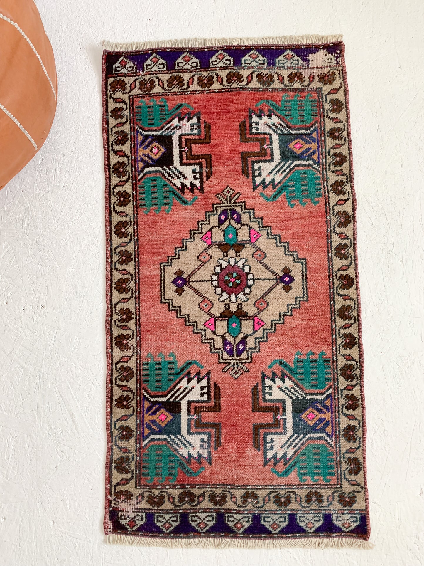 Reserved for Sarah - Jora - 1.5' x 3.1' Vintage Turkish Mini Rug