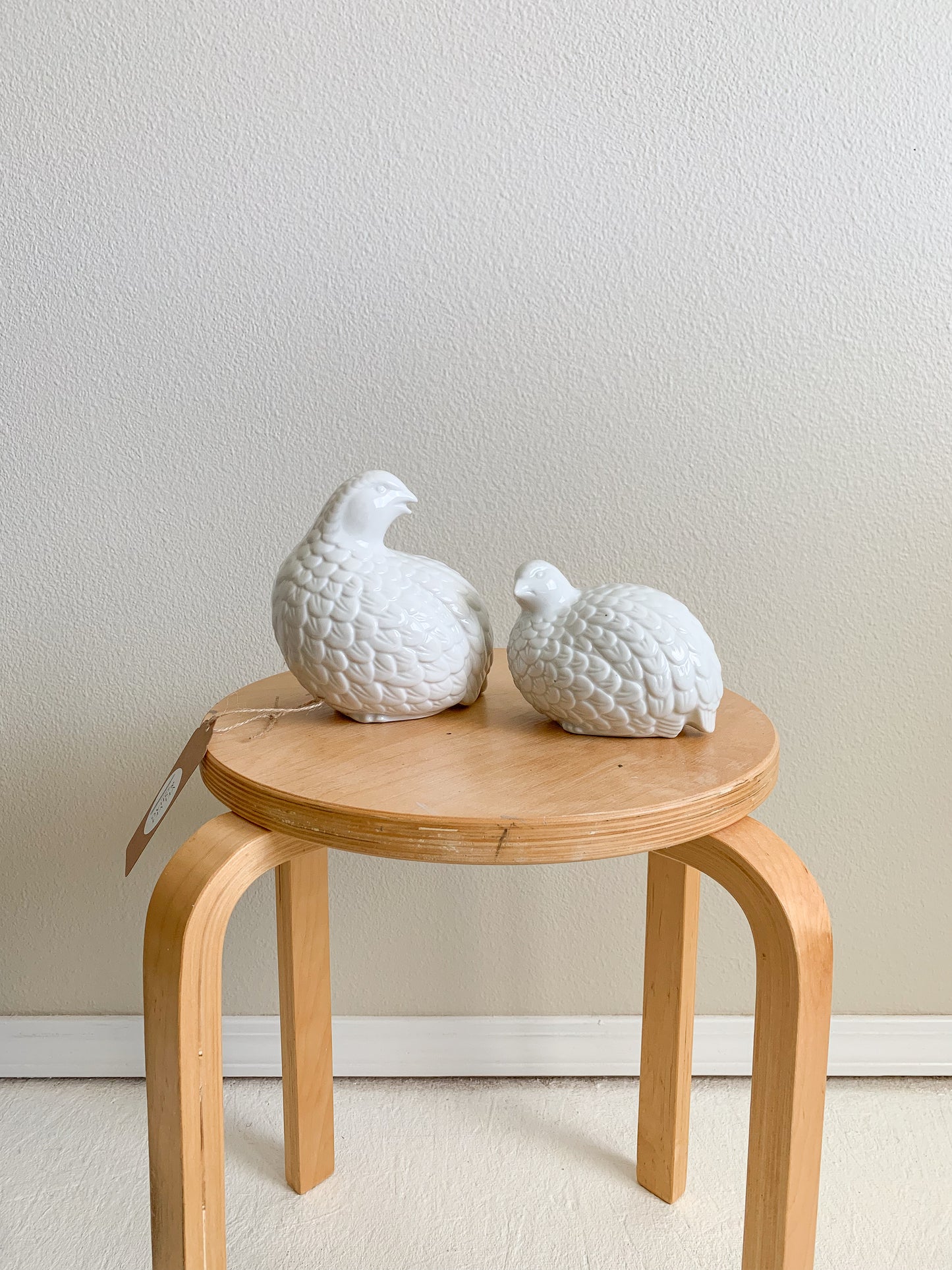 Vintage Ceramic White Partridge Set