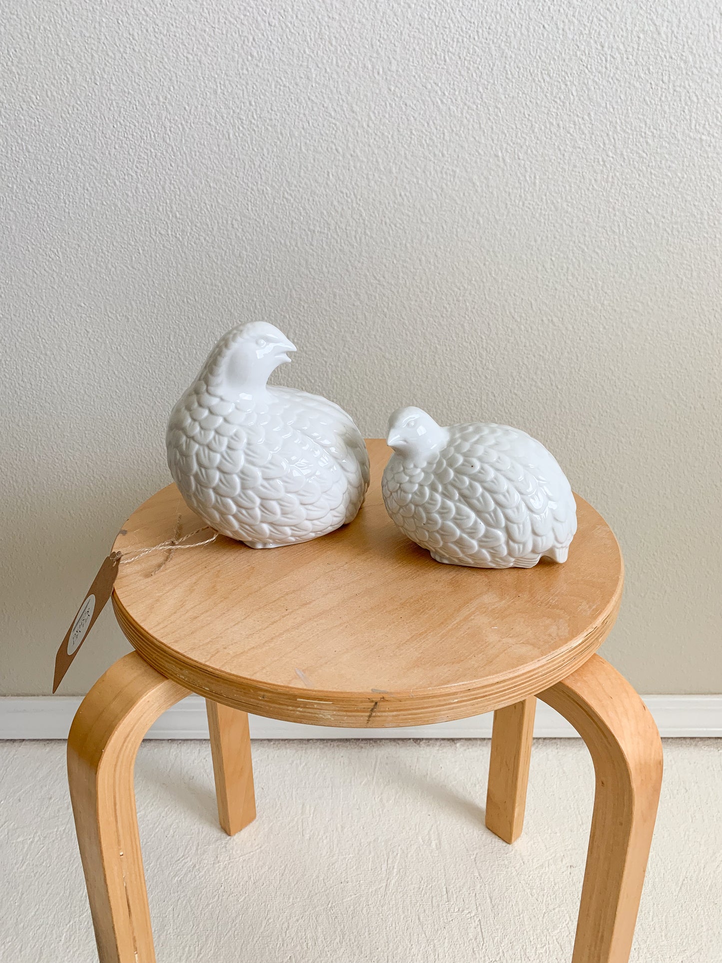 Vintage Ceramic White Partridge Set