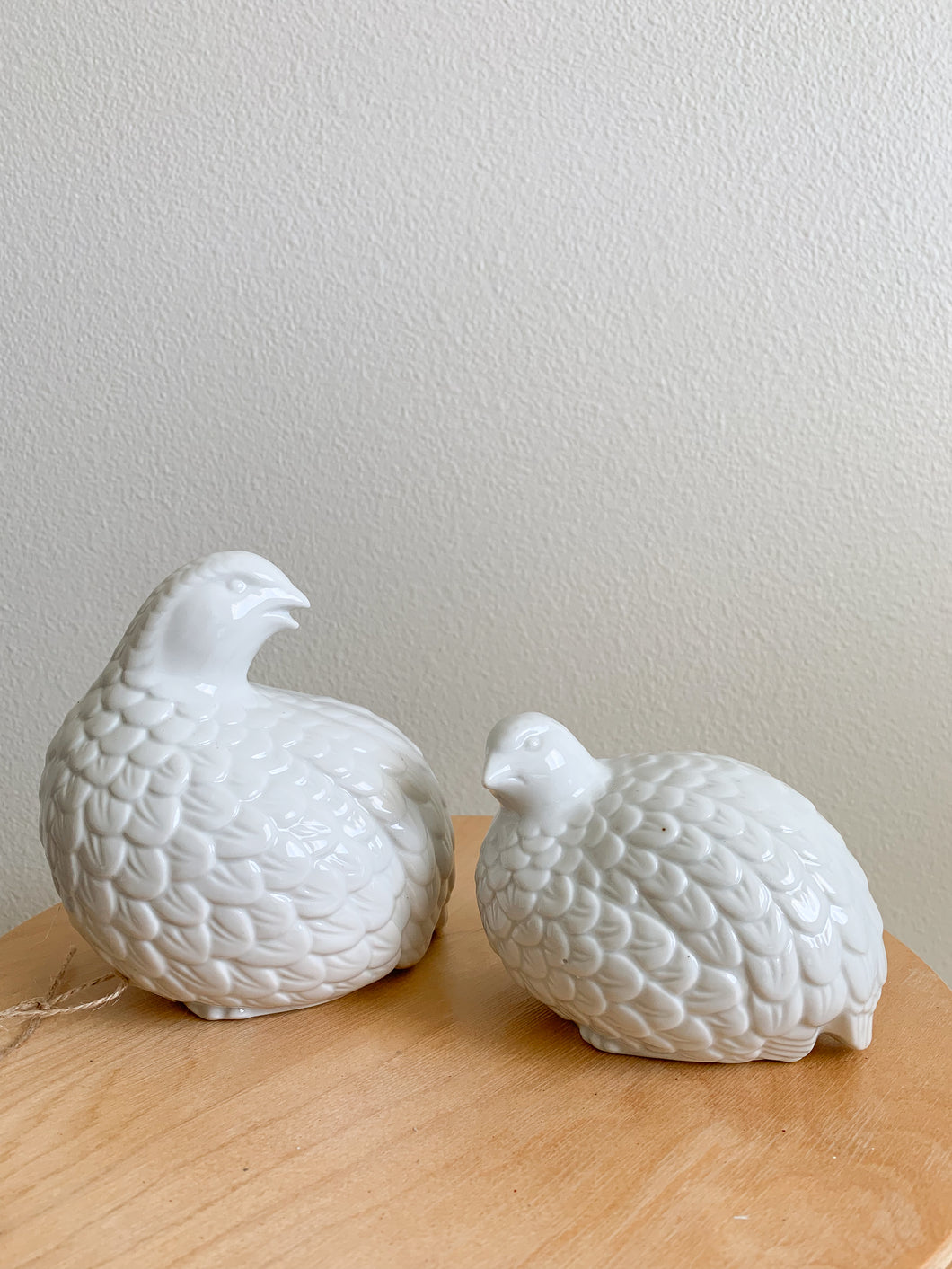 Vintage Ceramic White Partridge Set