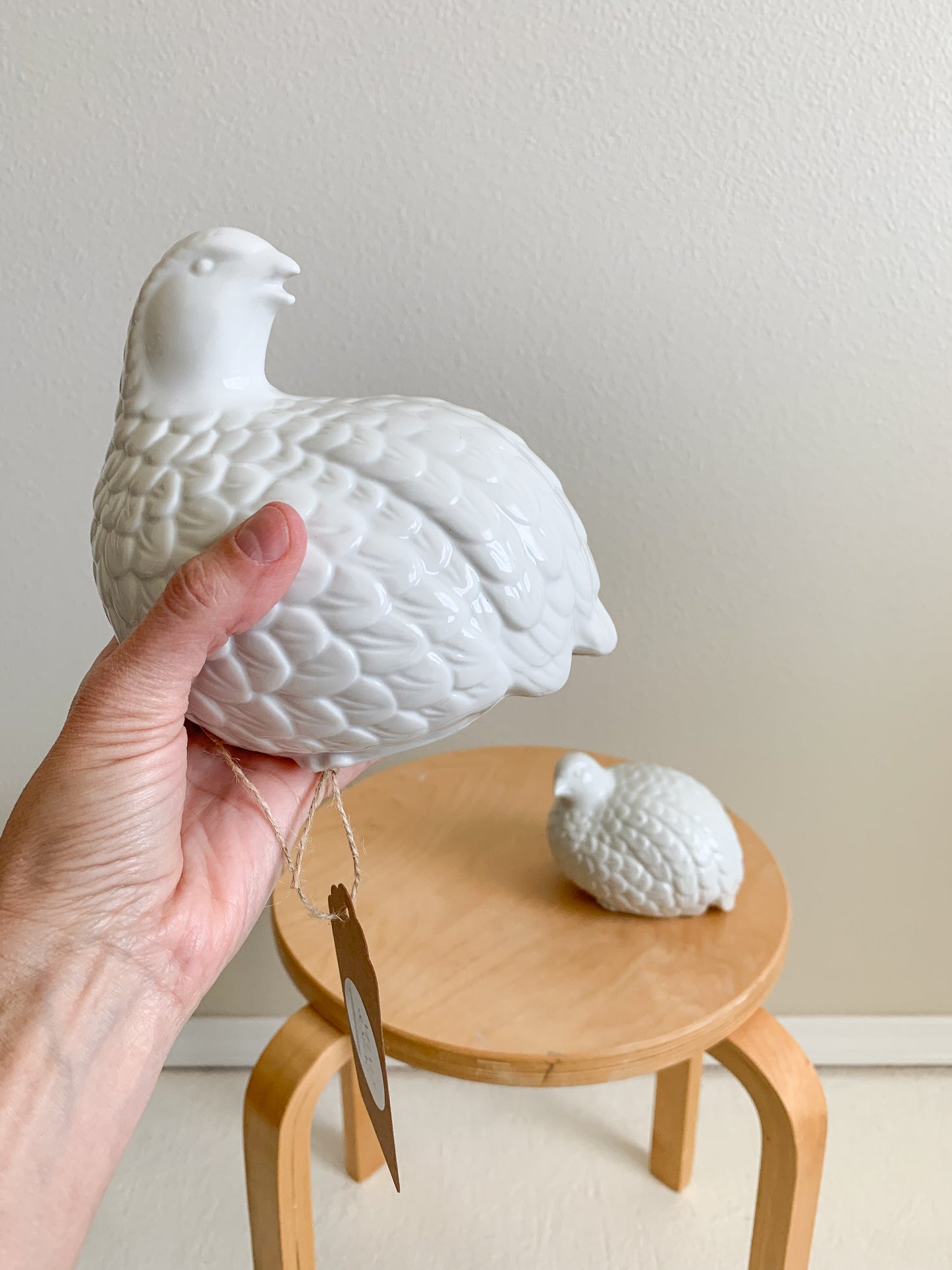 Vintage Ceramic White Partridge Set