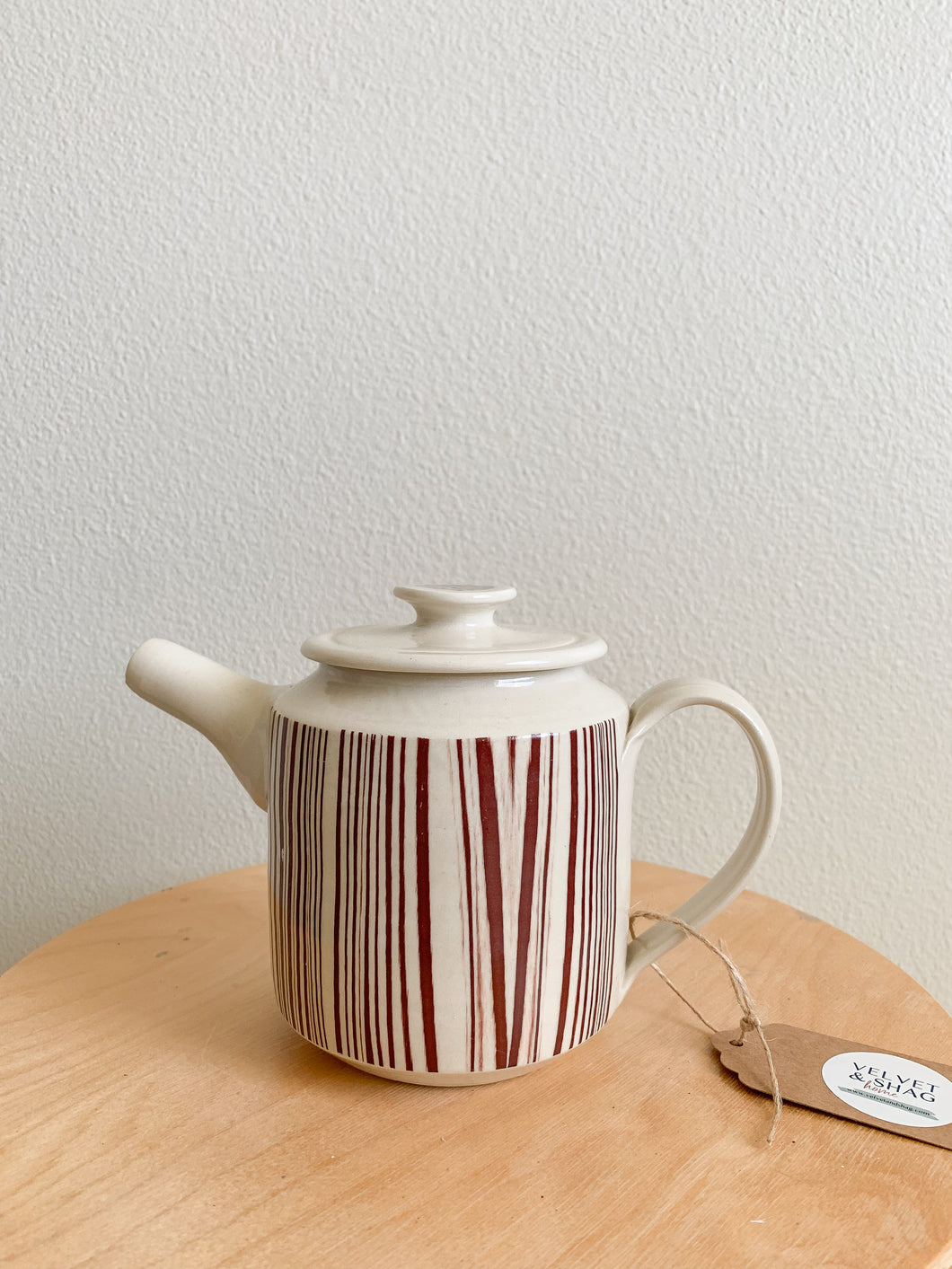 Thrifted Studio Pottery Striped Ceramic Teapot - Local Olympia Pickup Only