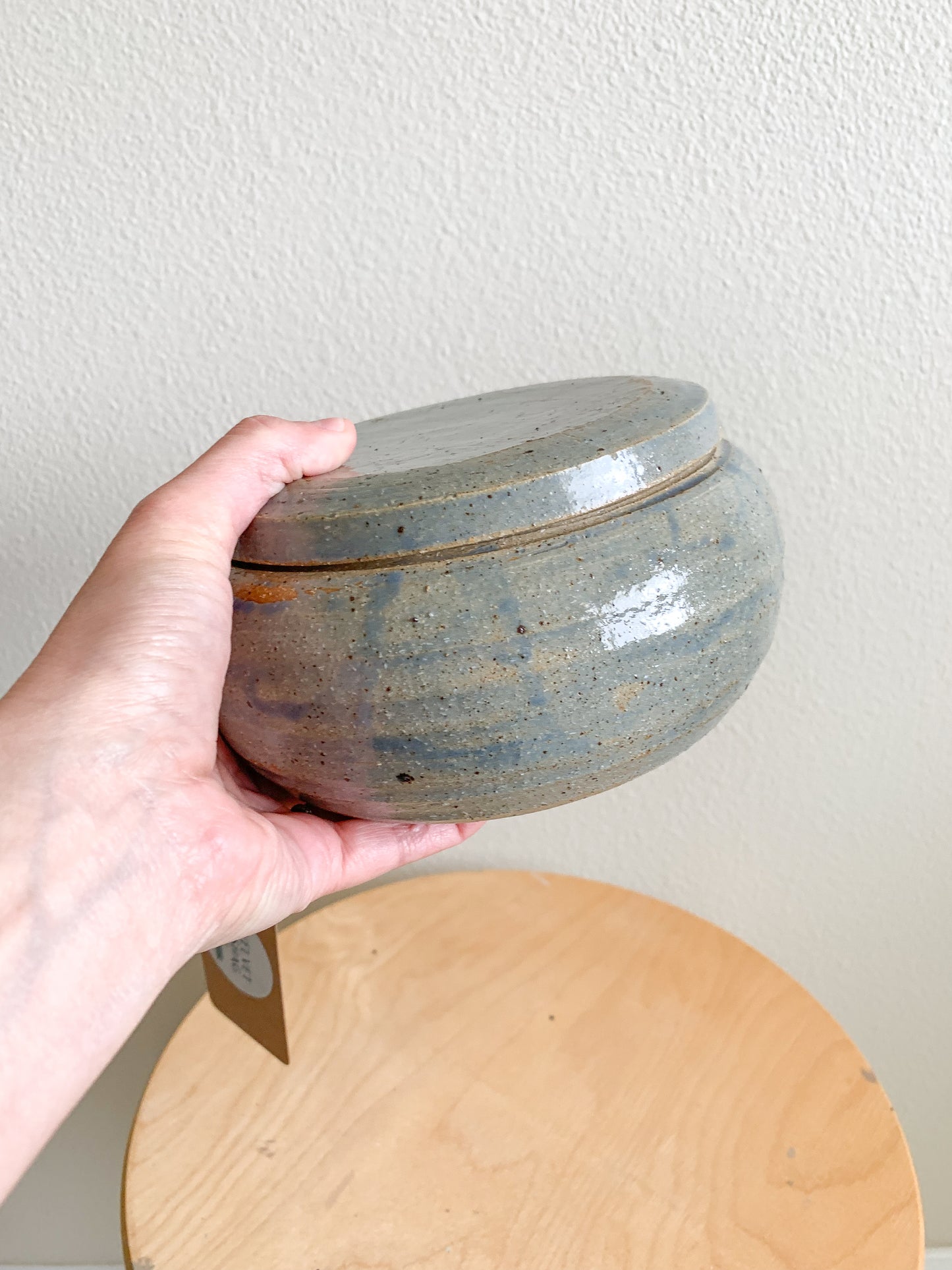 Thrifted Blue Ceramic Dish with Lid - Local Olympia Pickup Only
