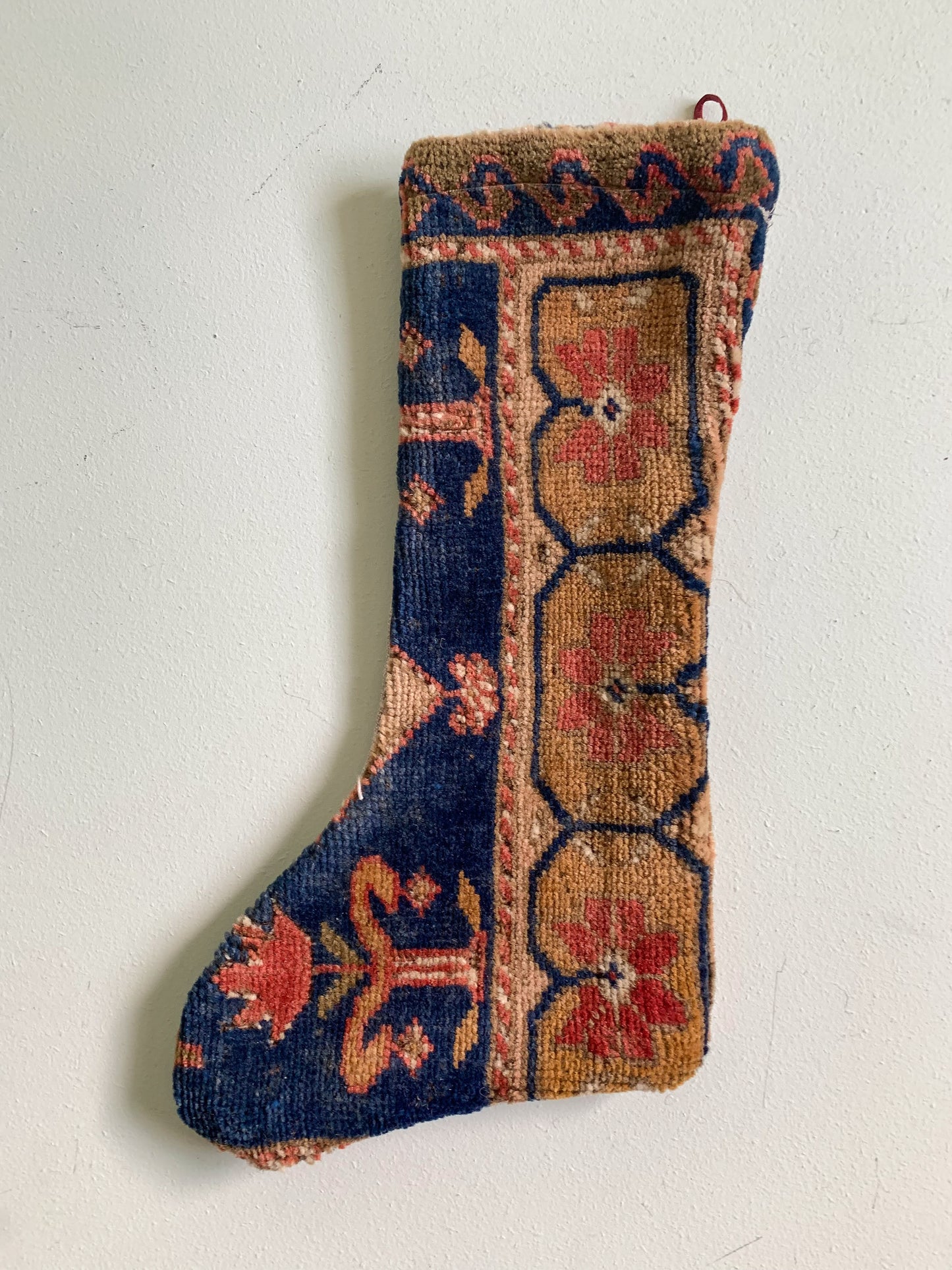 Vintage Turkish Rug Christmas Stocking "G"