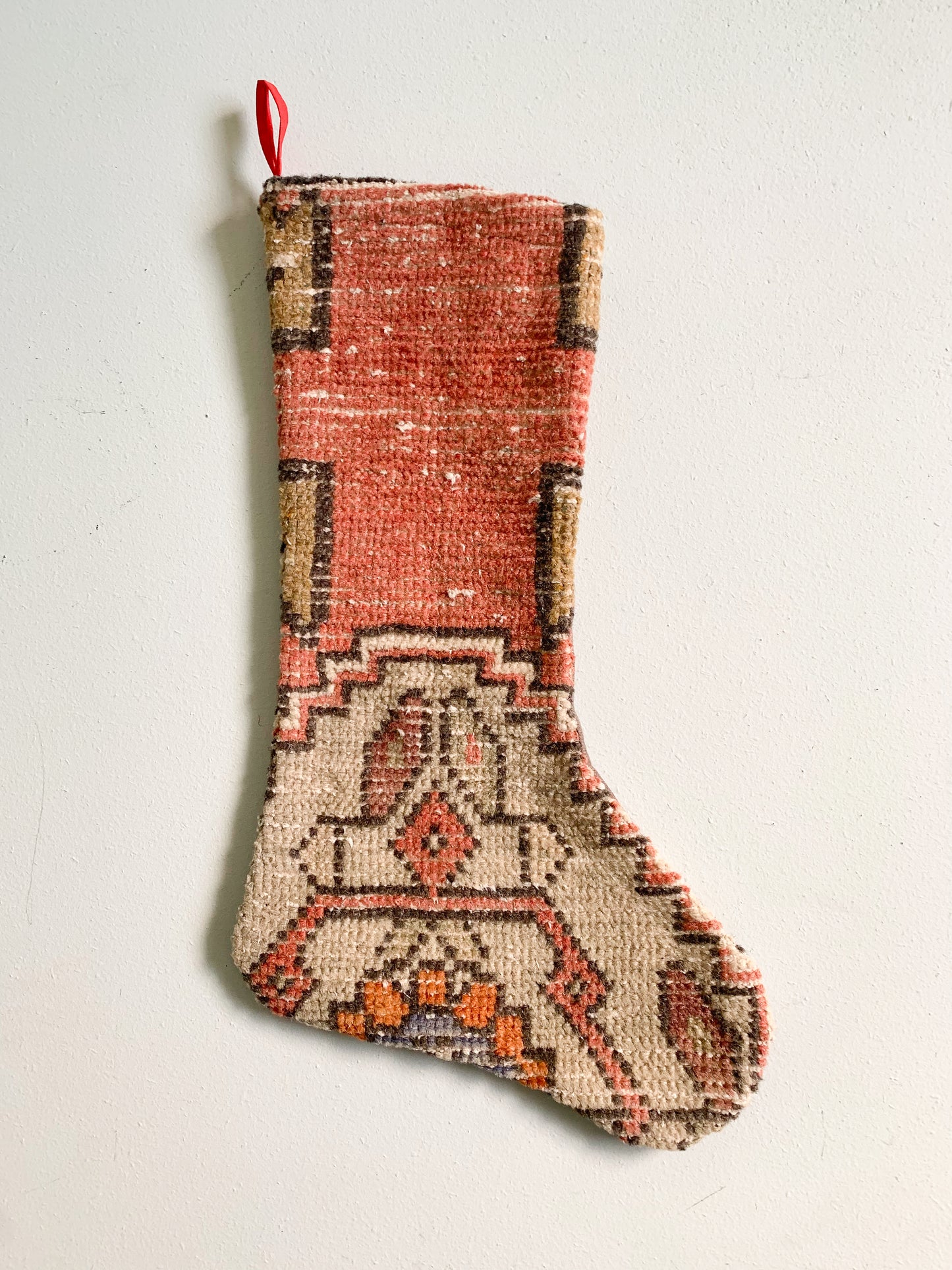 Vintage Turkish Rug Christmas Stocking "C"