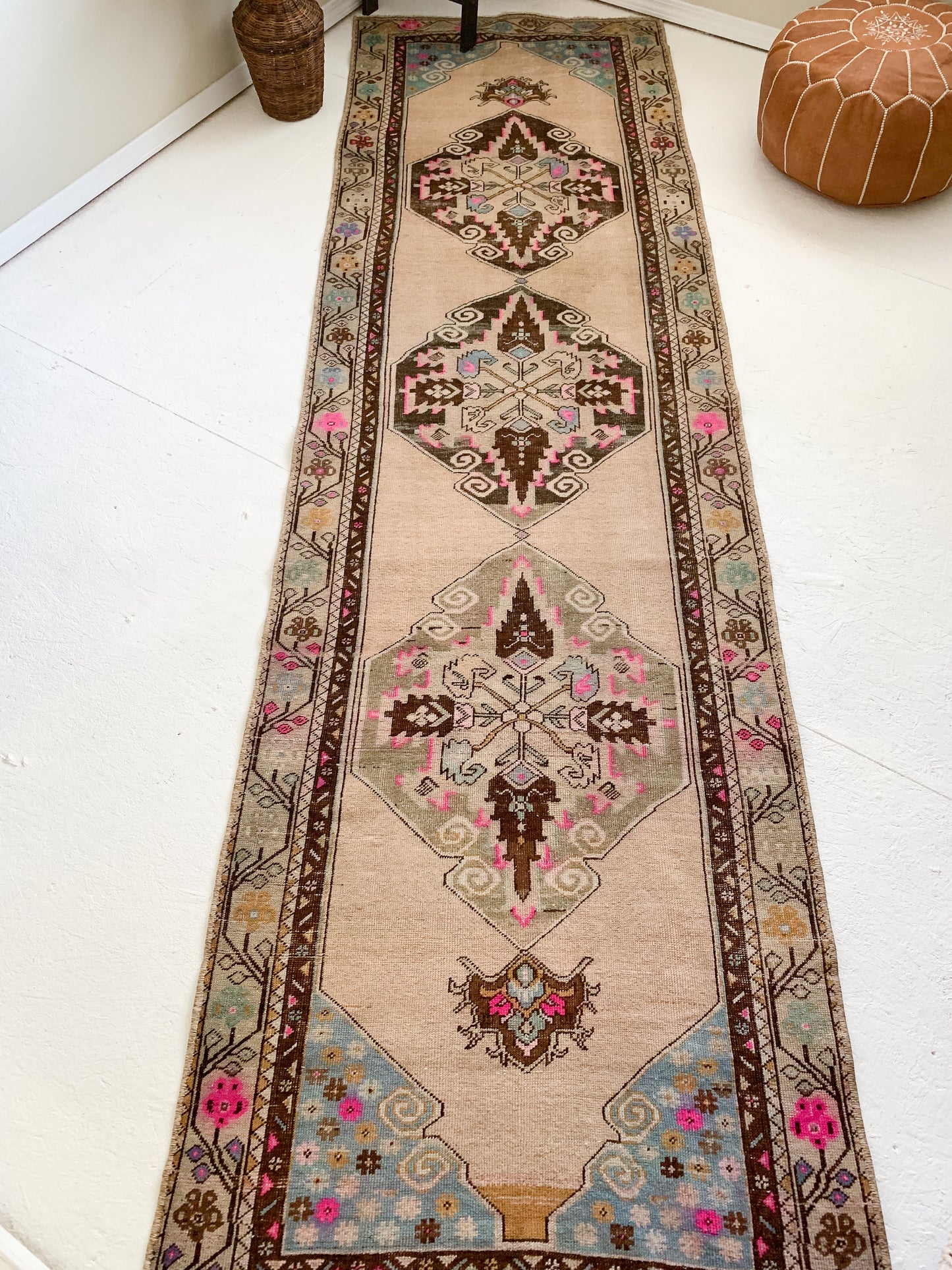 Reserved for Christine - Gillian - 3.0' x 10.5' Vintage Turkish Runner Rug