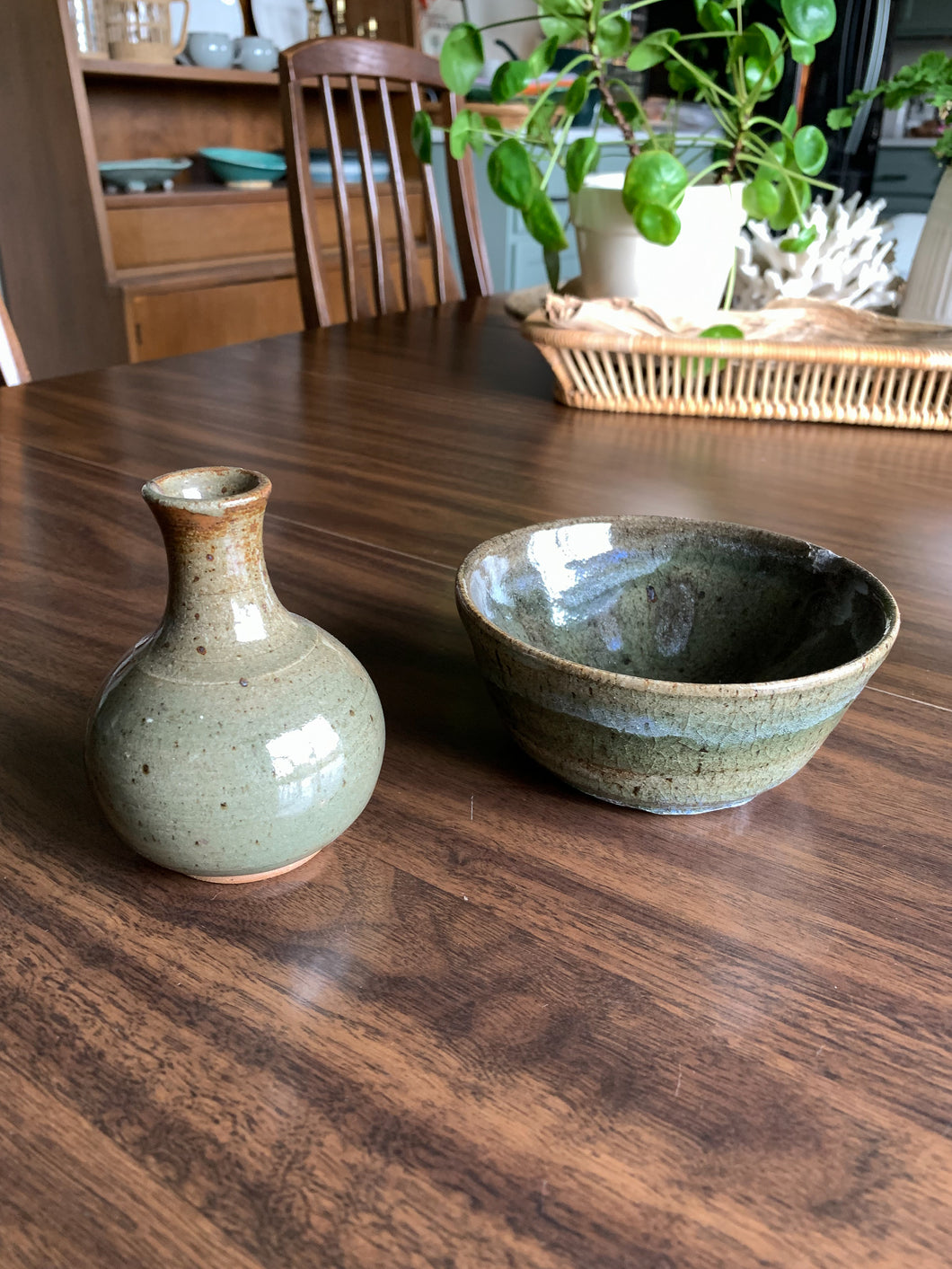 Vintage Ceramic Pottery Bud Vase & Bowl
