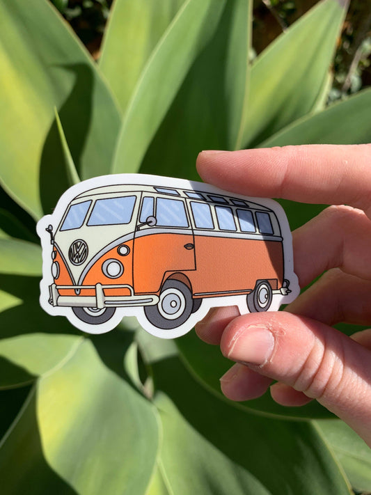 Vintage VW Bus Sticker/Magnet -Orange