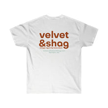 Load image into Gallery viewer, Velvet &amp; Shag Logo Unisex Ultra Cotton Tee in White
