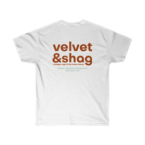 Velvet & Shag Logo Unisex Ultra Cotton Tee in White