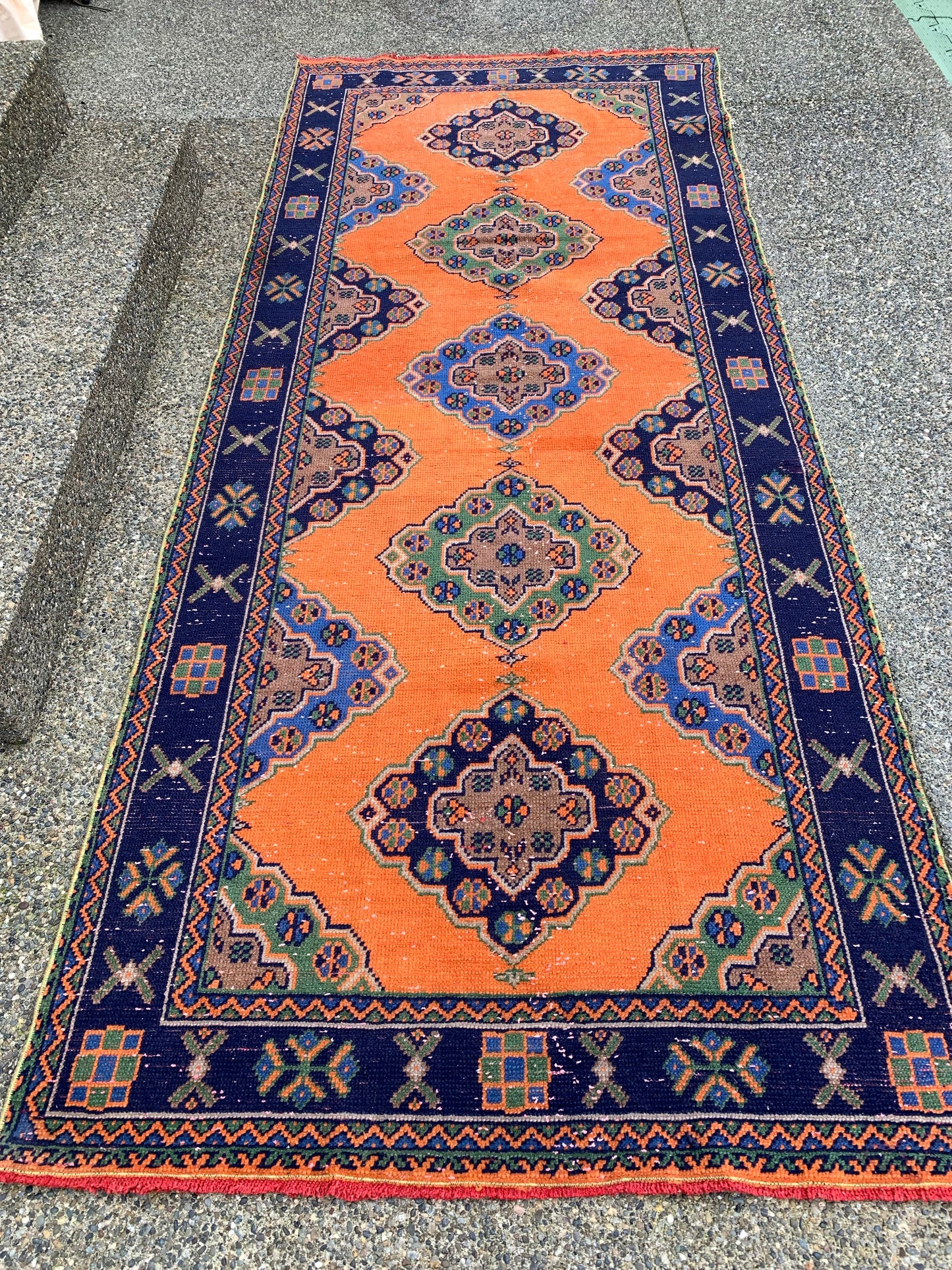 Reserved - Cecilia - 4.3' x 10.7' Vintage Turkish Oushak Area Rug